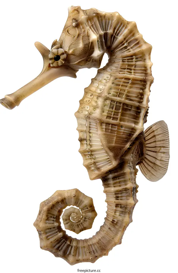 A 3D rendering of a realistic brown seahorse