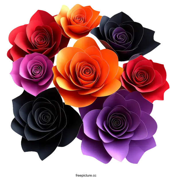 [Transparent Background PNG]Colorful Paper Rose Decorations