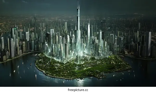 Futuristic Metropolis Cityscape Illustration