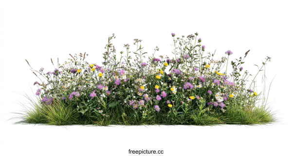 [Transparent Background PNG]Colorful Wildflower Meadow Border