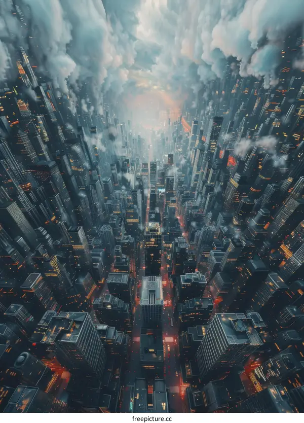 Aerial View of a Futuristic Cityscape
