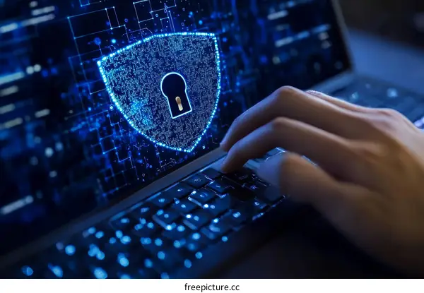 Digital Security Shield on Laptop Display