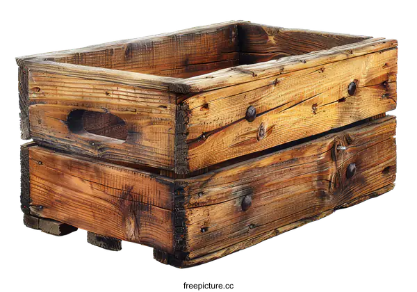[Transparent Background PNG]Aged and Weathered Wooden Crate