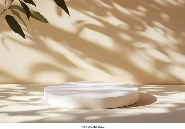 Elegant Minimalist Product Display with Sunlight and Shadows
