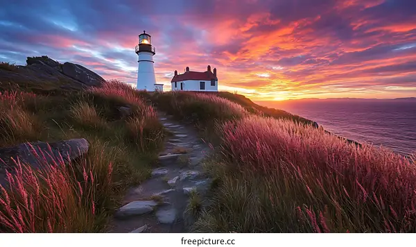 Sunset over the Lighthouse on Cliffside