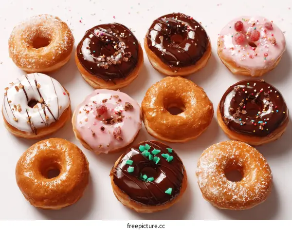 Delicious Variety of Colorful Donuts