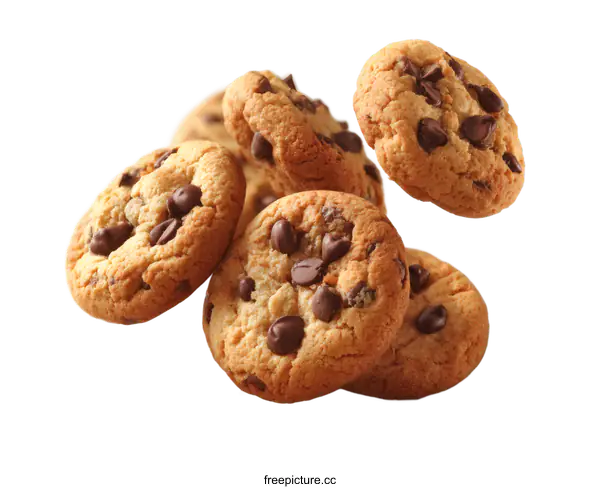 [Transparent Background PNG]Delicious Chocolate Chip Cookies in Motion