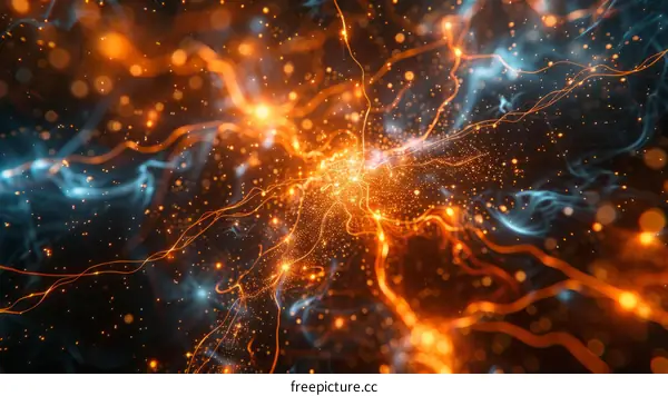 Abstract Glowing Orange and Blue Light Background