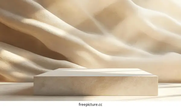 Beige Fabric Drape with Elevated Display Platform