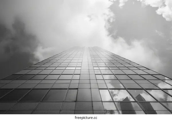 Modern Skyscraper Architecture in Black and White