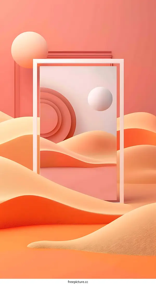 Abstract 3D Orange and White Minimalist Geometric Background