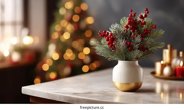 Christmas Decorative Arrangement on Tabletop