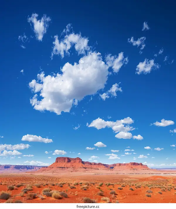 Red Rock Buttes and Mesas in Monument Valley under a Blue Sky