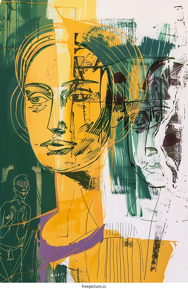 Abstract Art With Three People