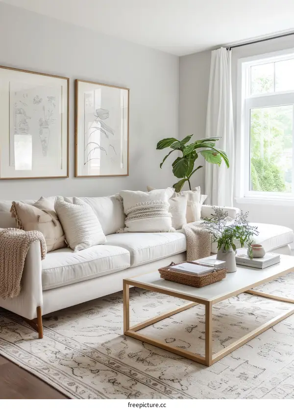 Fully Furnished Living Room With Ample Natural Light