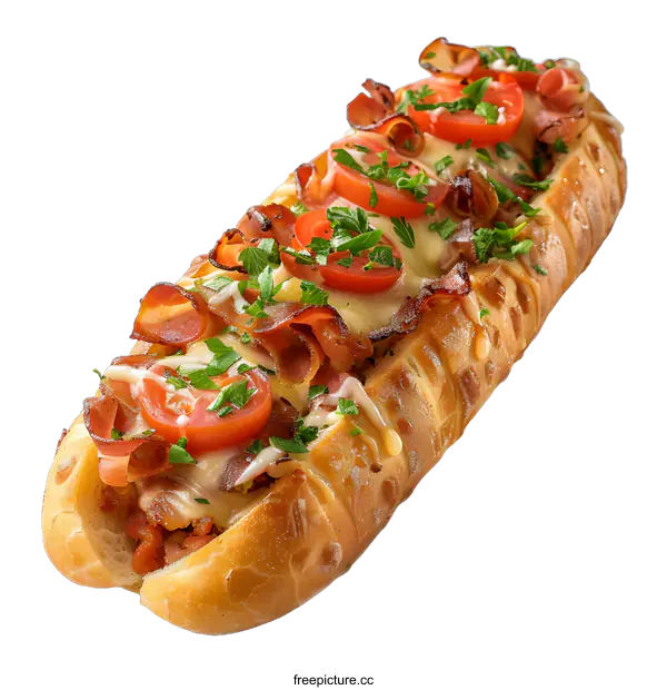 [Transparent Background PNG]Delicious Toasted Bacon and Cheese Sub Sandwich