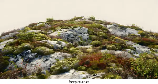 Green Moss Covered Rocks in Mountain Landscape