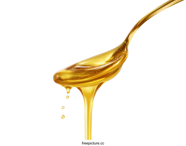 [Transparent Background PNG]Golden Liquid Pouring from Spoon Illustration