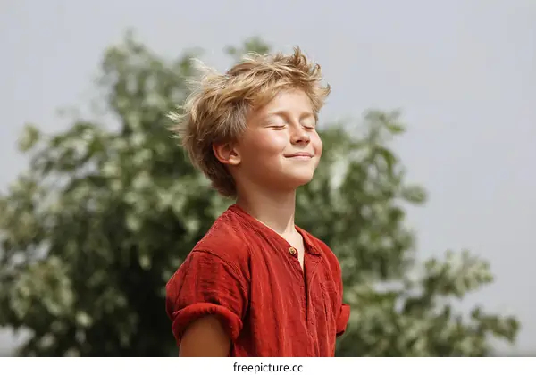Peaceful Outdoor Portrait of a Boy