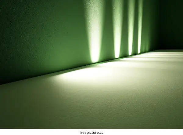 Empty Green Room with Spotlights