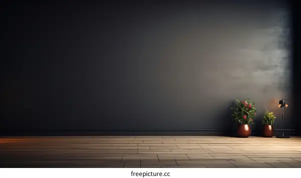 Minimalist Dark Room with Plants