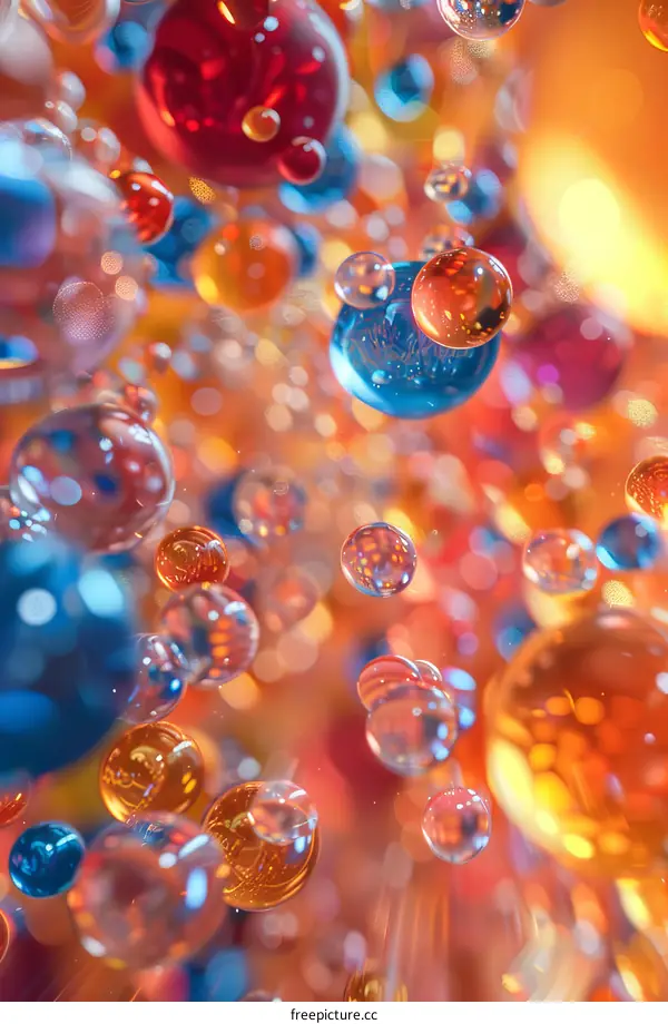 Colorful Floating Bubbles on Bright Background
