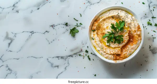 Homemade Hummus with Olive Oil and Parsley