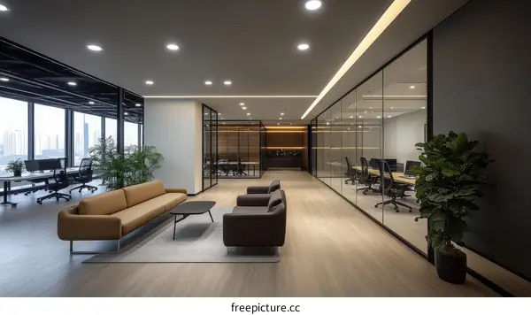 Modern Office Interior Design with Glass Partitions