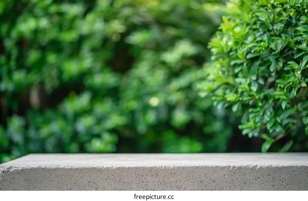Outdoor Concrete Surface with Lush Green Background