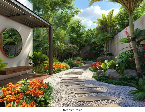 Tropical Garden Landscape Design: Rendering of a Lush Oasis