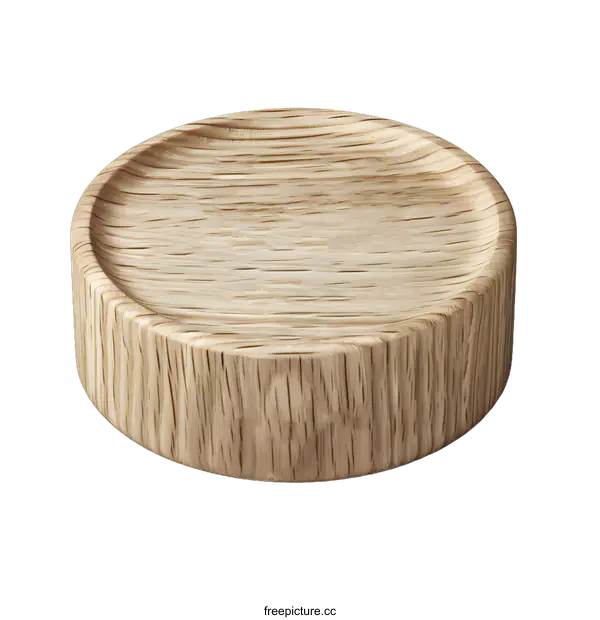 [Transparent Background PNG]Round Wooden Coaster Isolated on White