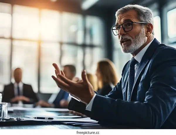 Businessman Leading Meeting Presentation In Modern Office