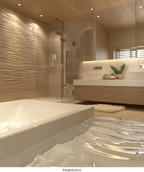 Modern Bathroom Interior Design with a Bathtub and Shower