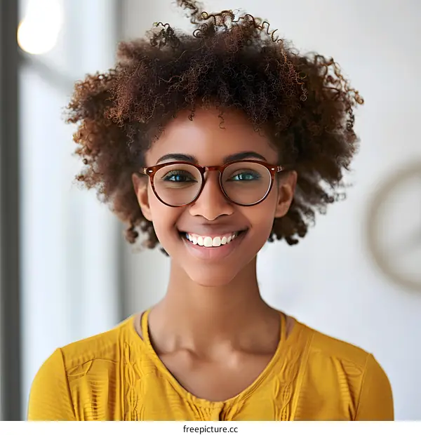 Portrait of a Smiling Woman with Glasses