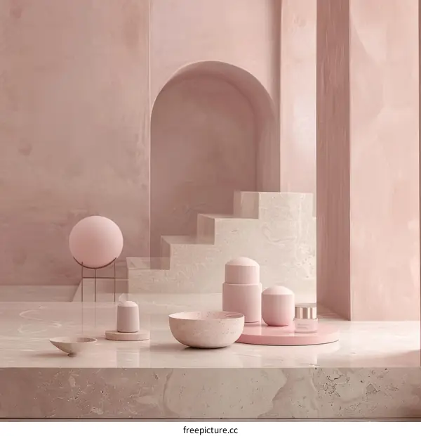 Minimalist Still Life Against Multicoloured Terrazzo Surface