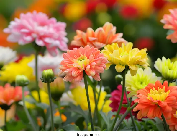 Colorful Flower Blooms in a Garden