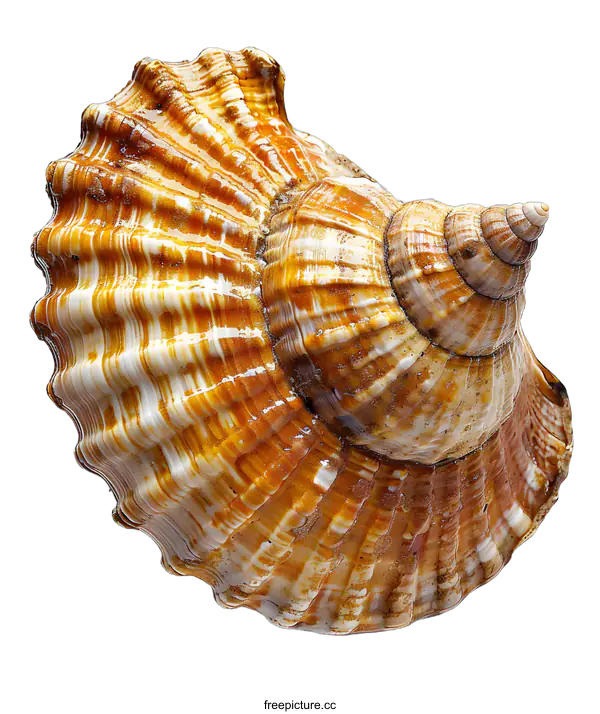 [Transparent Background PNG]Closeup of a Brown and White Seashell Isolated on a White Background