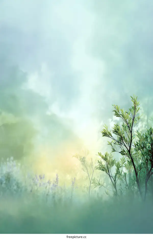 Pastel Meadow Landscape Illustration