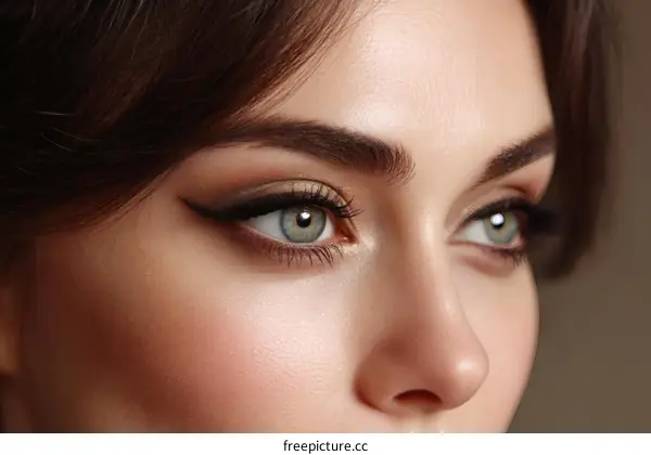 Closeup Beauty Portrait of Caucasian Woman with Makeup