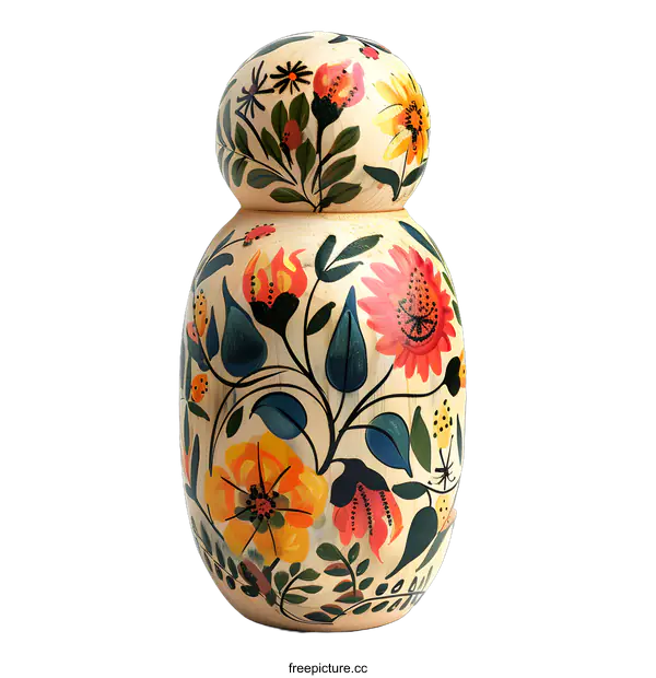 [Transparent Background PNG]Floral Painted Wooden Container