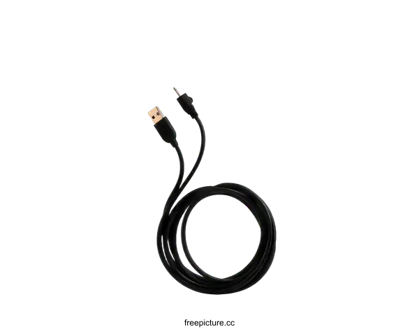 [Transparent Background PNG]Black USB Charging Cable for Electronics