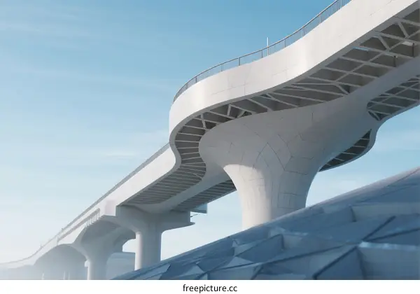 Modern Curved Bridge Structure with Multiple Supports