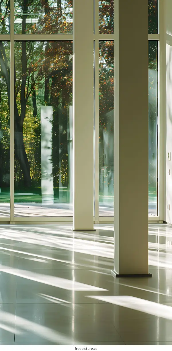 Sunlight Streaming Through Windows In Modern Building