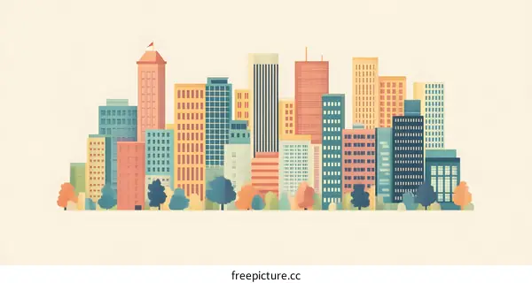 Colorful Cityscape Illustration