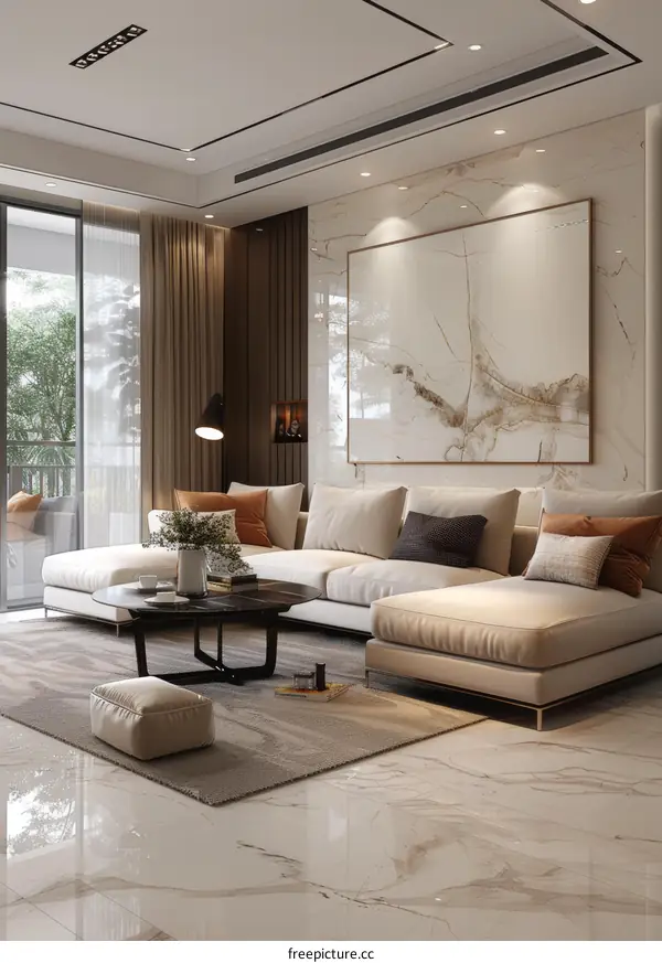 Bright and Airy Modern Living Room Design with Stylish Furniture and Decor