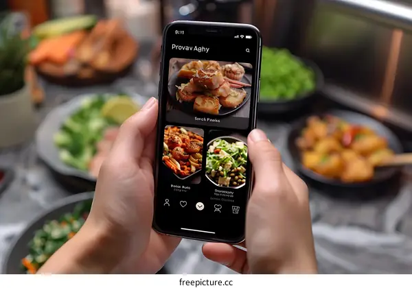 Person Holding Smartphone with Food App