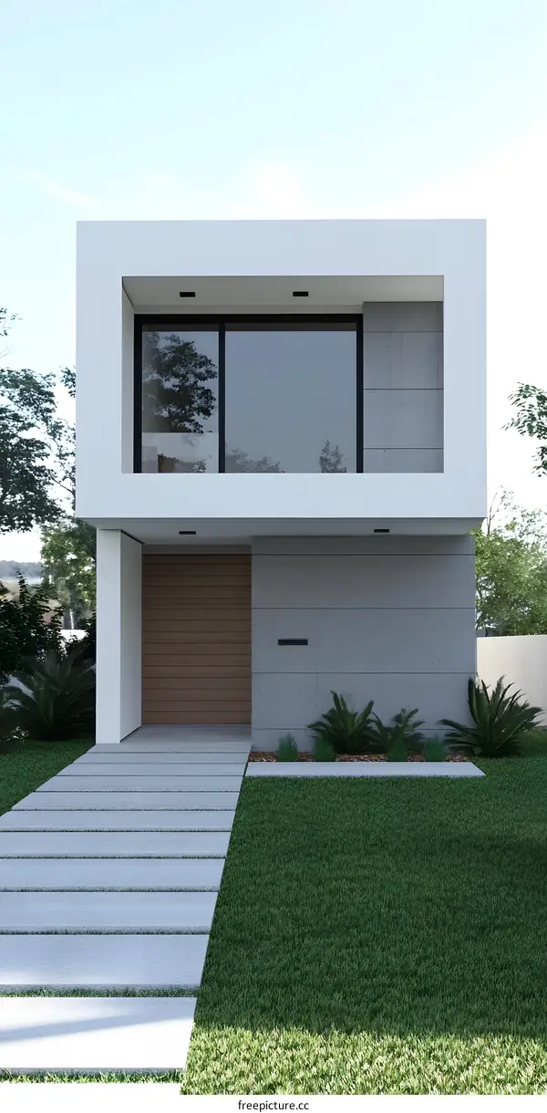 Modern House Exterior with Stone and Wood