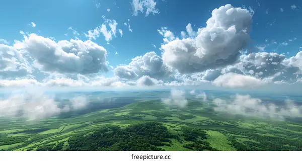 Amazing Green Hills and Blue Sky With White Clouds
