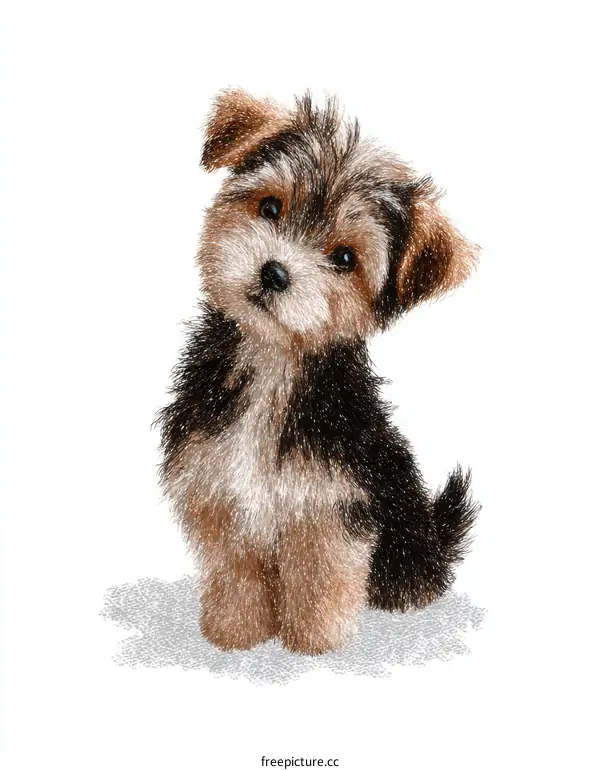 Adorable Puppy Illustration with Fluffy Fur