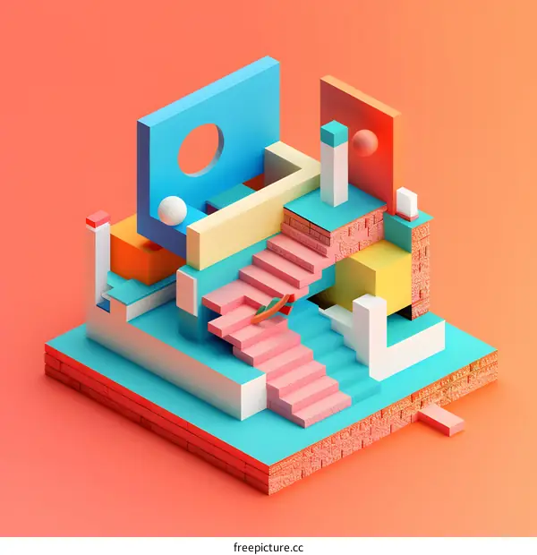 Abstract Geometric Shapes Building Structure